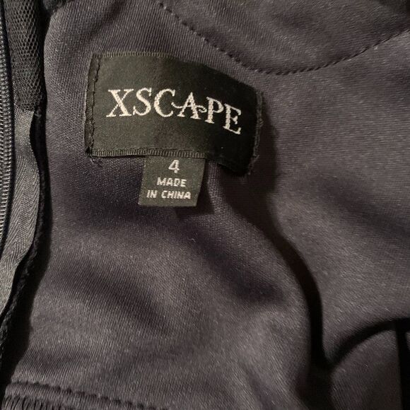 Xscape Black Beaded And Back Ruched Dress Sz 4 - Picture 8 of 8